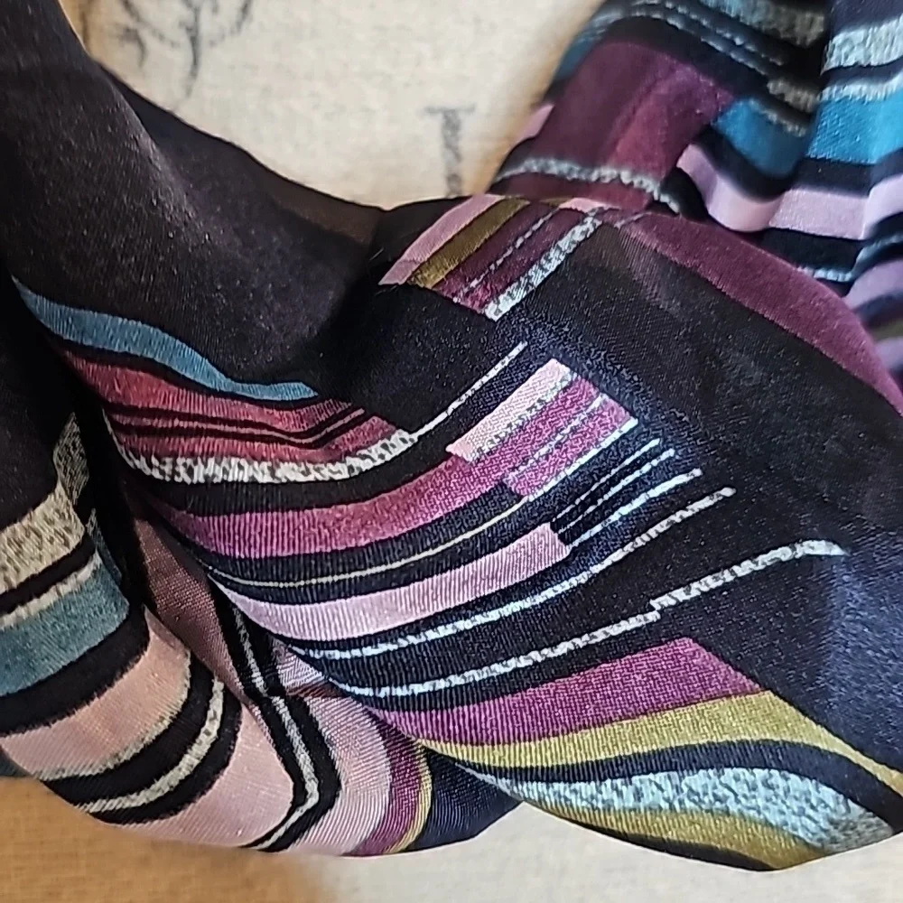 Kenneth Cole Eggplant Print Silk Neck Scarf - OS